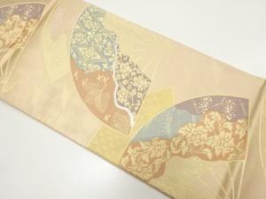 扇に花・古典柄織り出し　袋帯